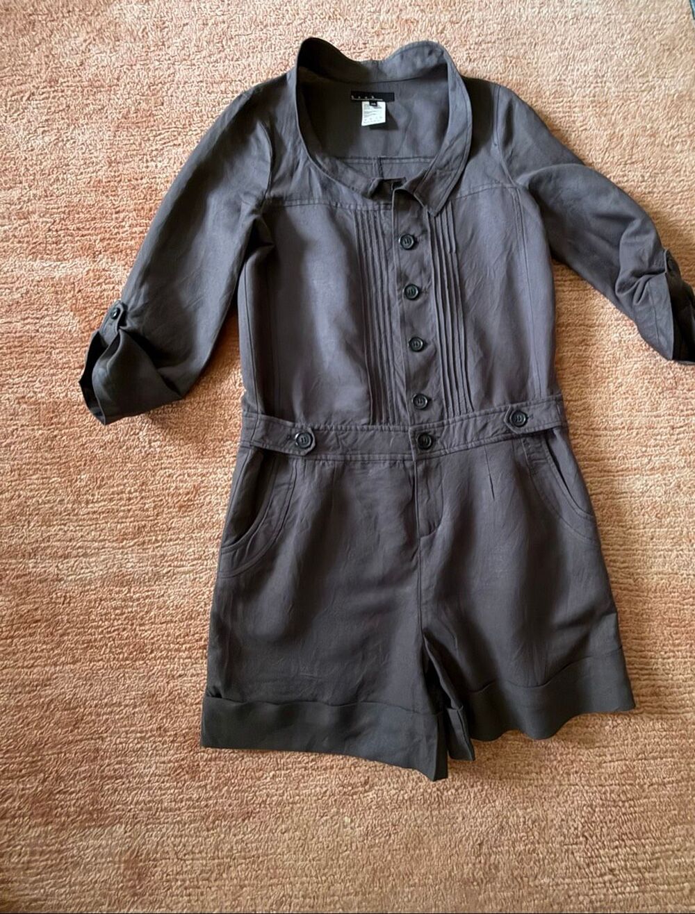 BAB Linen Blend Button Front Romper Size 38